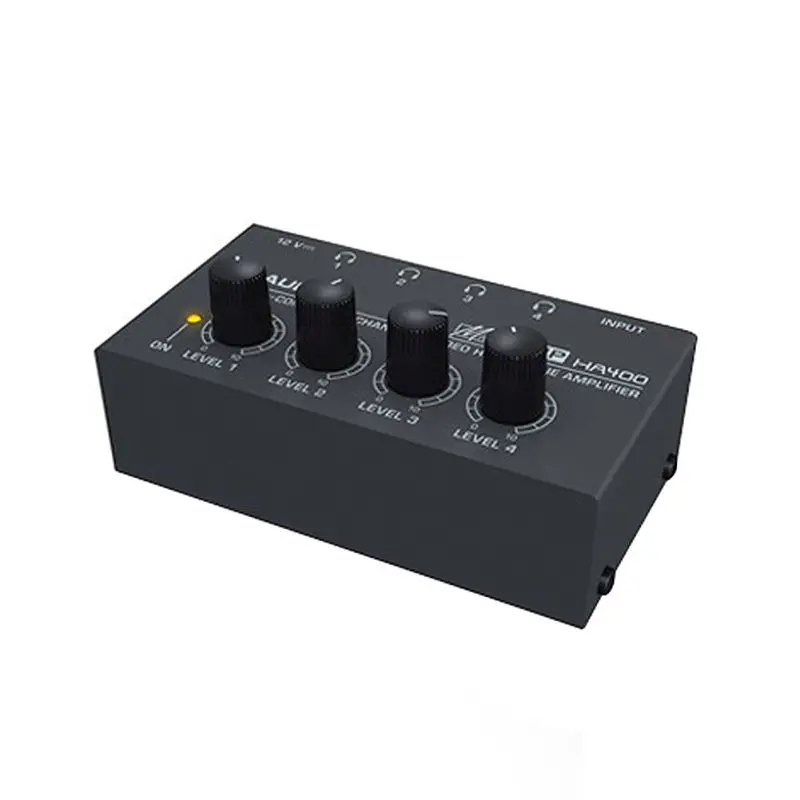 EU US UK вилкой ультракомпактный 4 Каналы мини аудио стерео усилитель для наушников с Мощность адаптер Черный для усиления звука