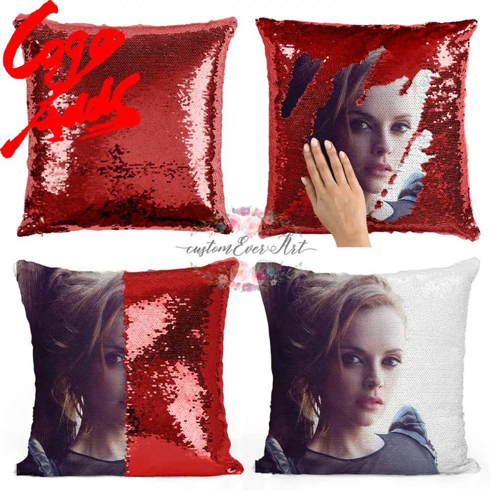 Подушка с блестками Christina Ricci | Наволочка Двухцветная подушка Подарок для нее Него