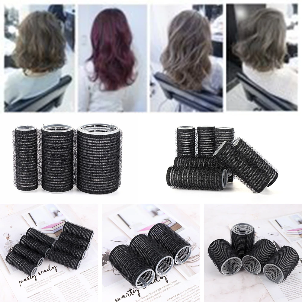 Black Large Self Grip Hair Rollers Pro Salon Hairdressing Curlers Professional Multi Size DIY hair styling tool,hair curling tools