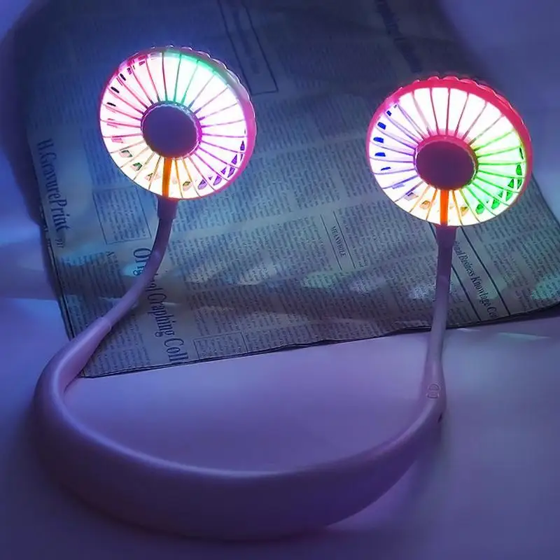 

3rd generation plus colored light aromatherapy sports hanging neck fan charging fan portable lazy fan handheld folding desktop