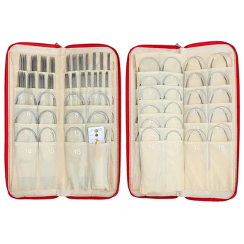 

88pcs 25cm 36pcs Straight Knitting Needles Set 43cm 65cm 80cm 11Sizes Circular Knitting Needles Crochet Hook Set with Bag