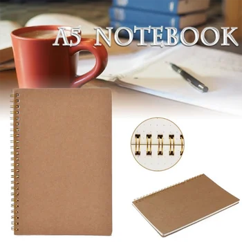 

100 Pages A5 Design Office Supply Dot Grid Exercise Book Kraft Cover Coil Notepad Journal Notebook