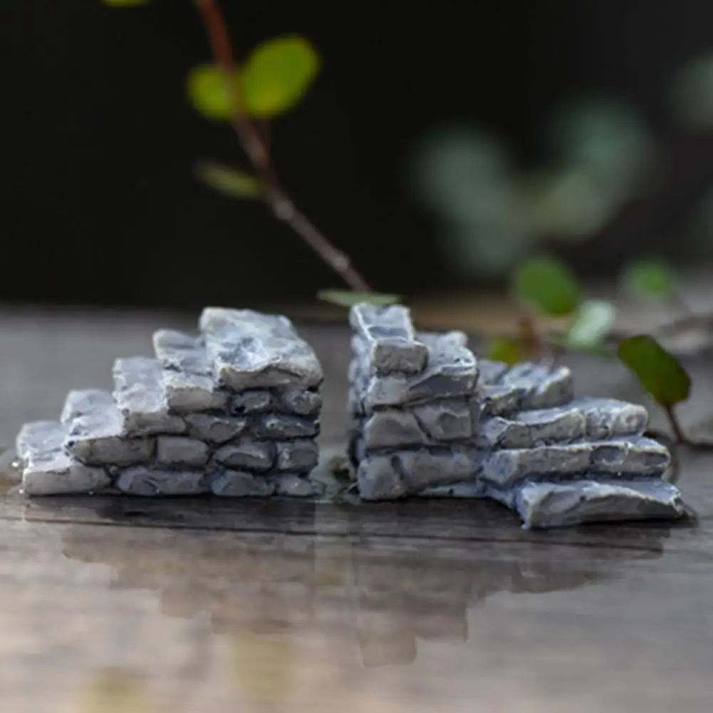 

2Pcs Mini Resin Garden Miniature Stone Steps Road Staircase Landscape Ornament