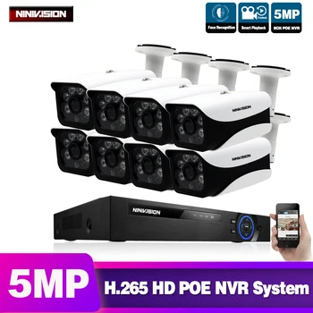 

NINIVISION 8CH 5MP Wireless NVR POE Security Camera System Outdoor IR-CUT CCTV Video Surveillance Video Recorder Kit Face Record