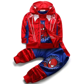 

Children Clothing Spring Autumn Cartoon Baby Boys Clothes Set Spiderman Jacket+Pant+Vest Costume Kids Clothes for Boy Sport Suit