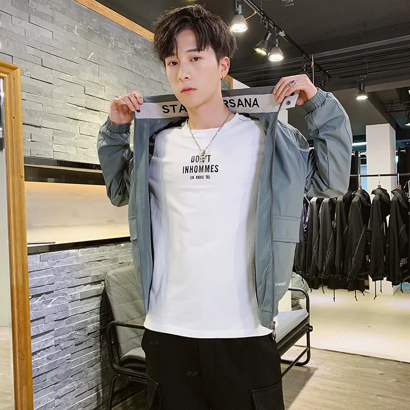 

2020 New Style Casual Jacket Men's Popular Brand Spring And Autumn Popular Brand Clothes Long Sleeve Stand Collar Thin Clothing