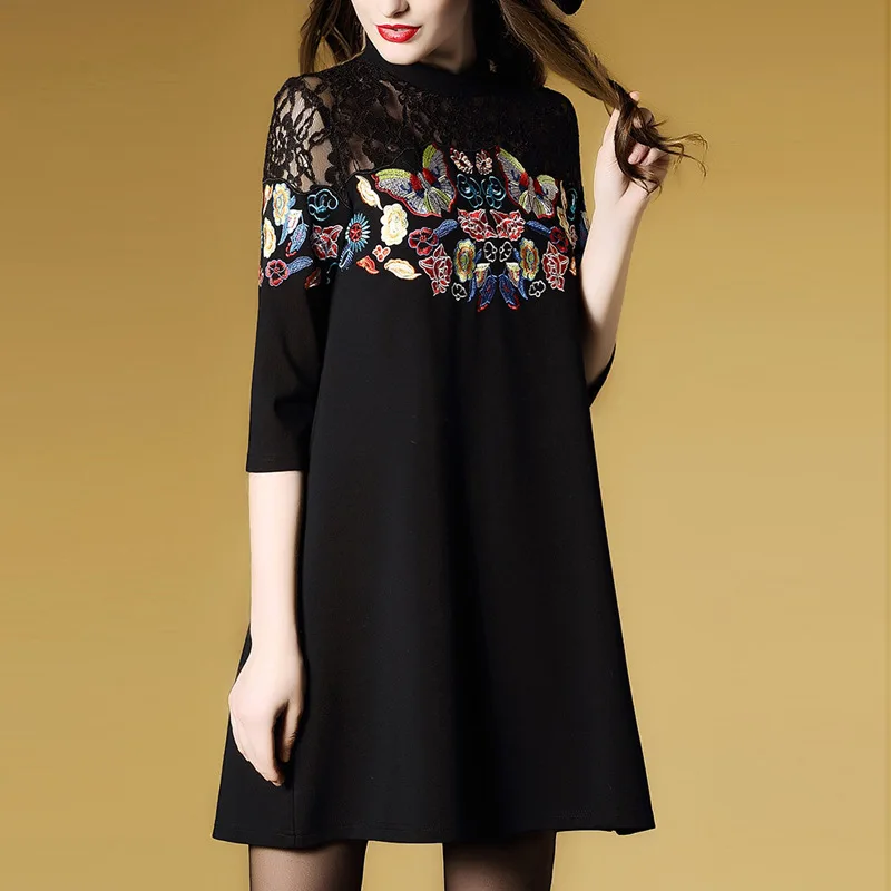 

Europe And America Embroided Dress Women's 2020 Spring And Autumn New Style Scheming Sense of Design Belly Covering Slimming in