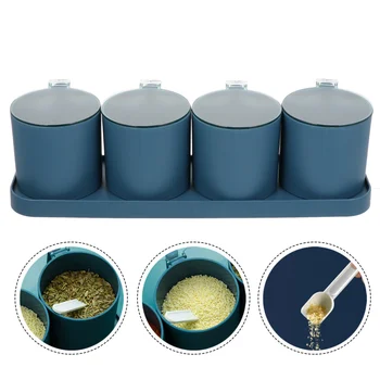 

1 Set of Transparent Lid Compartment Spice Jars Seasoning Bottles Condiment Containers for Storage Cooking Tool Kitchen
