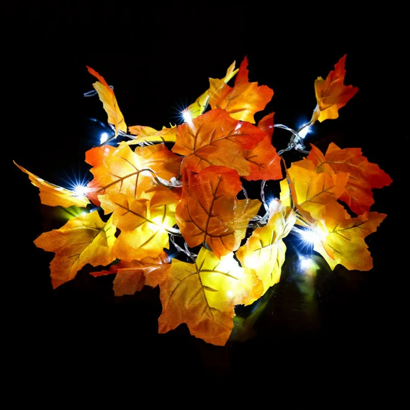

G Creative Maple Leaf Decorations String Light 10 Fairy LEDs Fall Garland Thanksgiving Decoration Holiday Party Battery Operated
