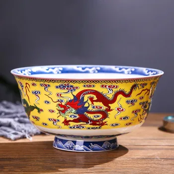 

4-8inch Jingdezhen Ceramic Ramen Bowl Chinese Enamel Color Bone china Rice Bowls Kitchen Utensil Porcelain Dragon Bowl Tableware