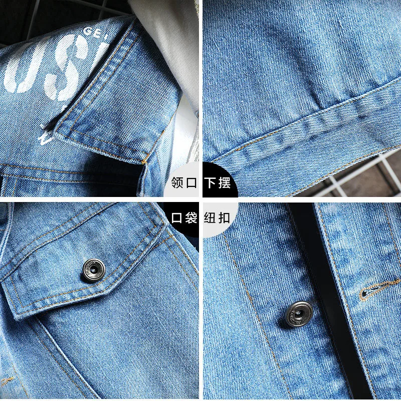 Buy 2019 New Spring Autumn Mens Denim Jacket Mens Trendy Fashion Bomber Thin Ripped Denim Jacket Male Cowboy Jeans jackets S-3XL