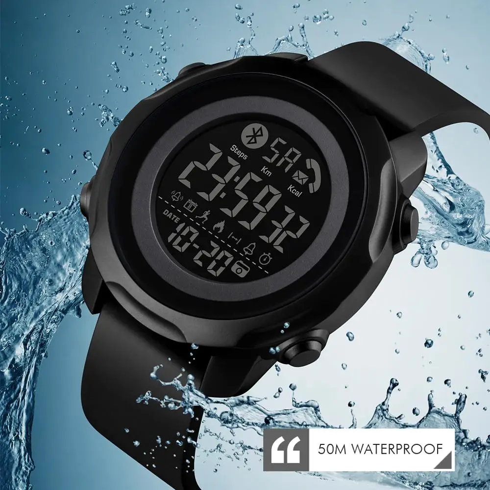 Marca de Luxo Esporte dos Homens Bluetooth à Prova Relógio de Pulso Skmei Relógio Chamada Lembrar Distância Dbluetooth Água Montre Relógios Inteligente App