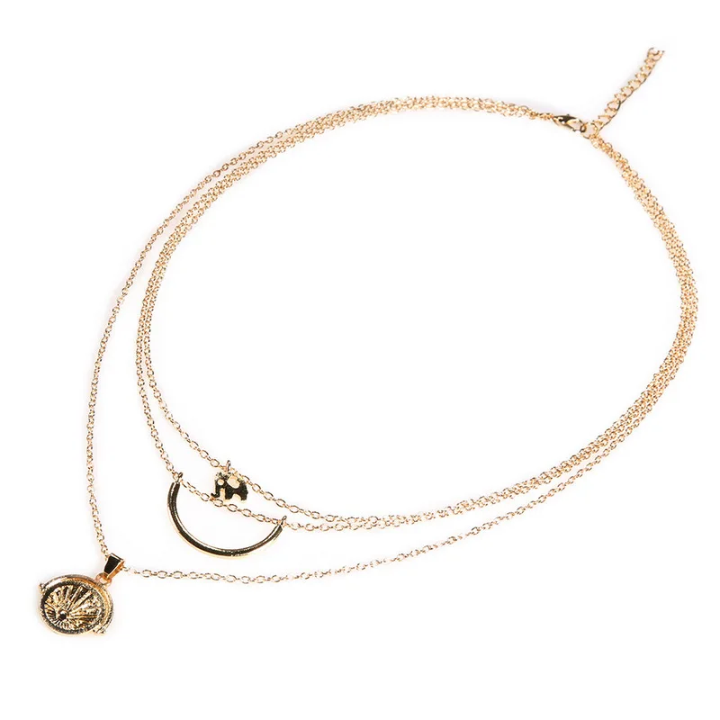 Очаровательное богемное многослойное ожерелье золотой слон звезда кулон ожерелье женские ювелирные изделия