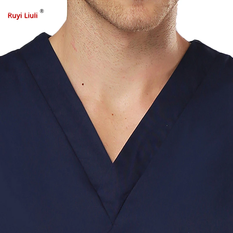 Мужская Хирургическая Одежда с v-образным вырезом и коротким рукавом, салонная одежда для больниц, летние медицинские скрабы для мужчин, униформа медсестры, пальто+ брюки-Ruyi Liu