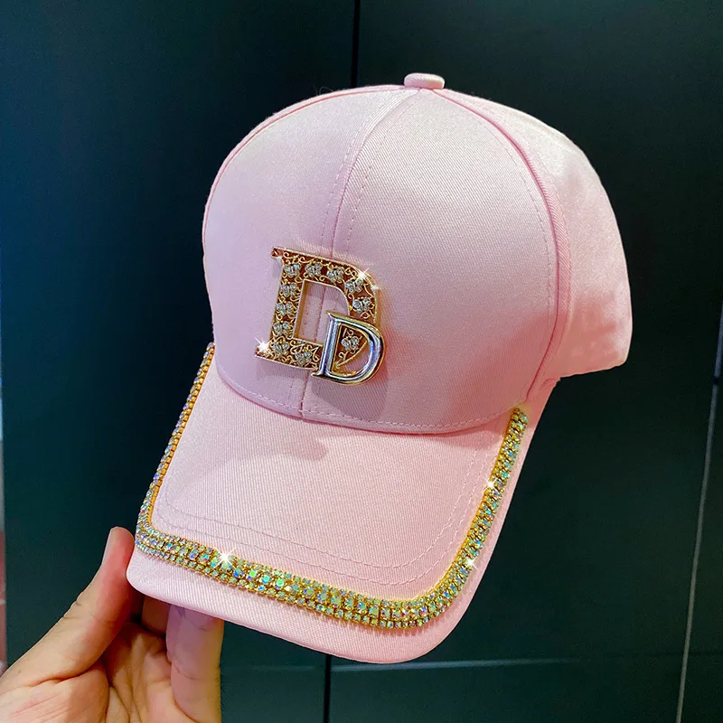 2020 New 4colors Letter MD Rhinestone Women Baseball Cap Female Solid Outdoor Adjustable Embroidered Hip-hop Hats Summer Sunhat07