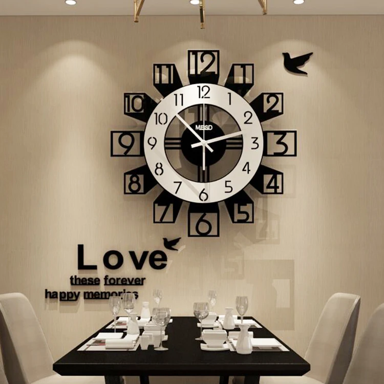 

Simple Modern Wall Clock Nordic Black Silent Creative Living Room Quartz Wall Clock Relogio De Parede Home Decoration New MM60WC