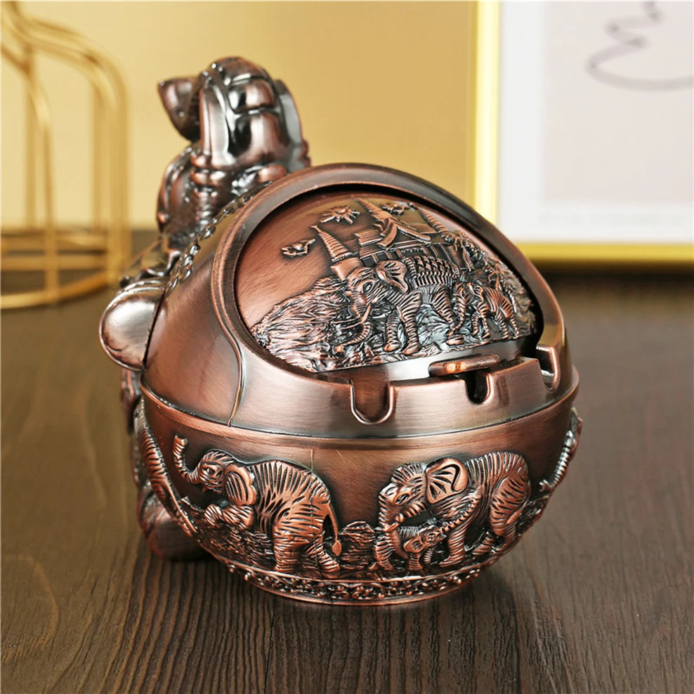 

Декоративные Ashtray сплава слон Hug ветрозащитный с пепельница с крышкой для офиса Гостиная украшения дома большой пепельница в стиле «Ретро»