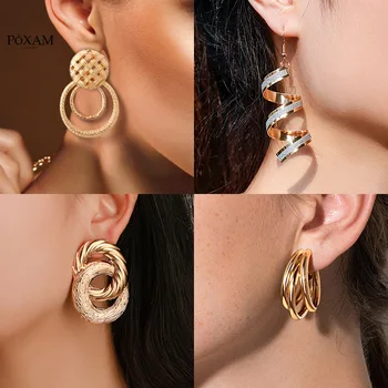 

Fashion Statement Earrings 2019 Big Geometric Round Earrings For Women Vintage Hanging Dangle Drop Earring Modern Female Jewelry