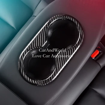 

For Tesla Model 3 Rear Seat Water Cup Decorative Cover Rear Drain Cup Carbon Fiber Trims Modification Car Interior Accessories