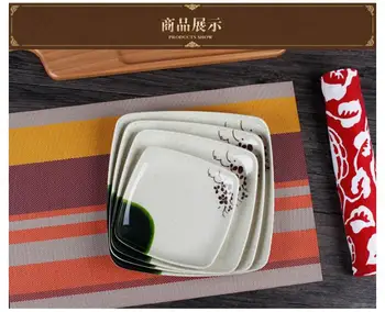 

Square Melamine Plate,Imitation Porcelain Cake Plate,Fish Plate,Staple Food PlateHotel Plate,Drop Resistance and Heat Insulatio