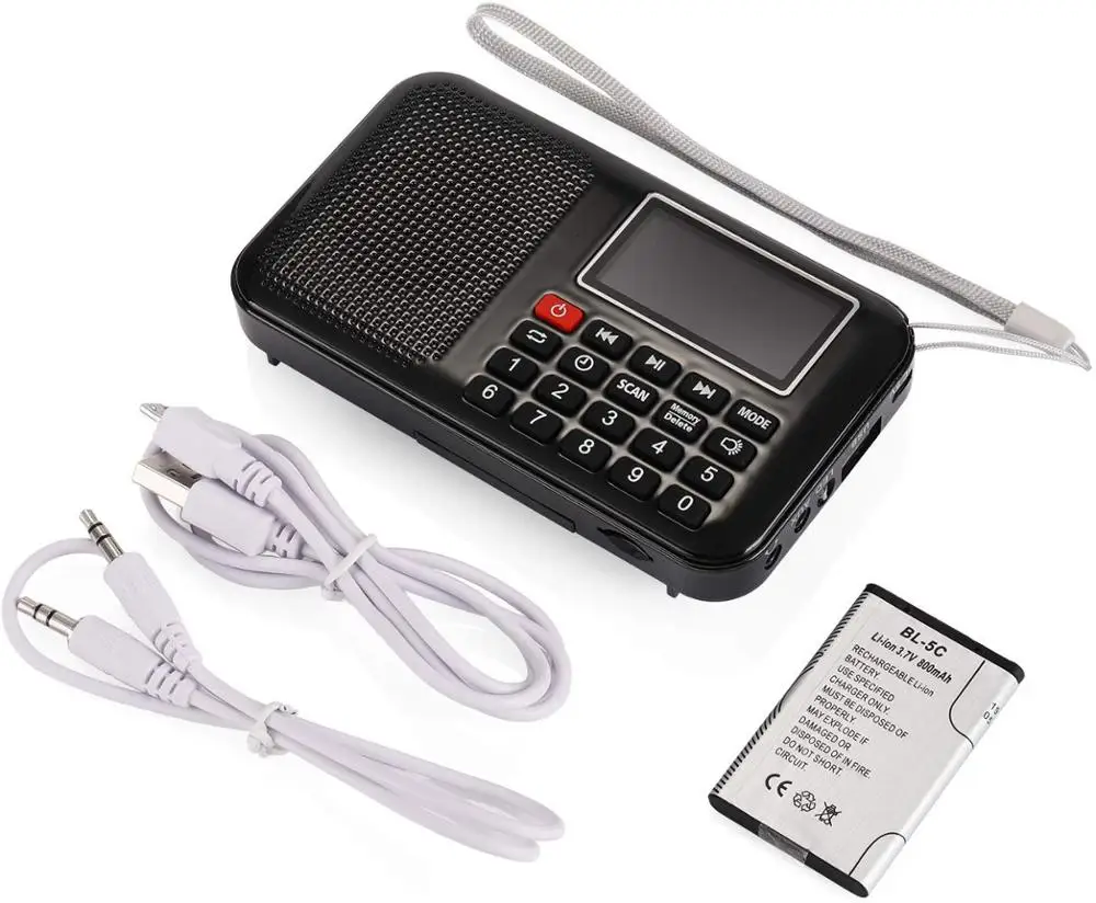 Портативный цифровой стерео FM мини рация музыкальный плеер с tf картой USB AUX вход