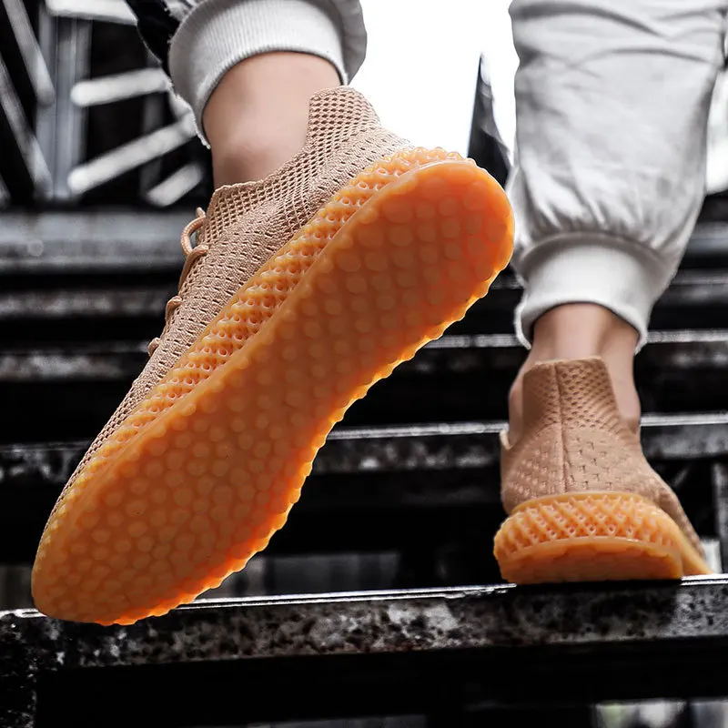 Дизайн, модные мужские кроссовки с дышащей сеткой, одноцветные, на шнуровке, Нескользящие, легкие мужские туфли, zapatillas hombre