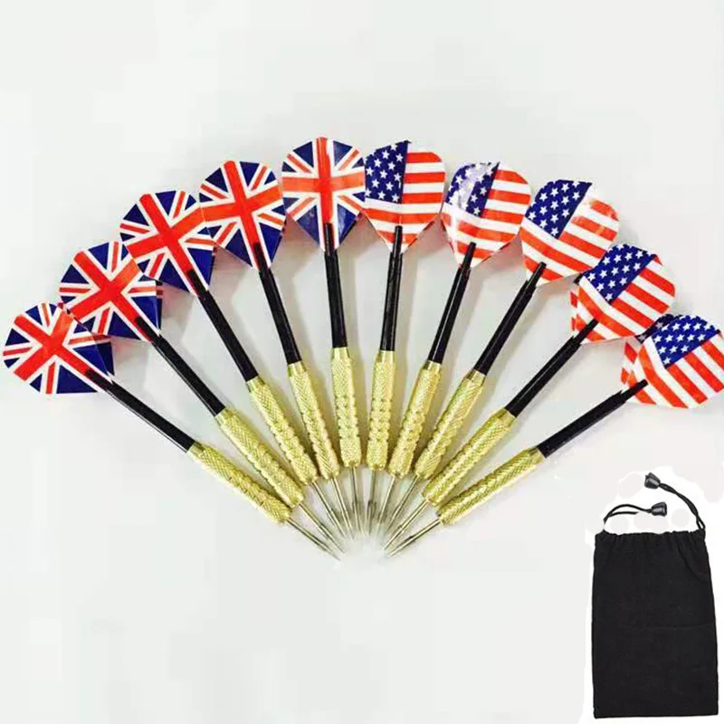 12PCS Steel Tip Dart Set For Sisal Dartboard With Four Types Nice Flag Pattern Tips Points Needle Darts precision 2 points 04c sprocket table wheel 15 16 17 18 19 20t standard hole m5 screw hole fixed 45 steel quenched pitch 6 35mm