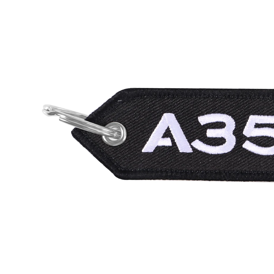 Black AIRBUS A350 Keychain Double-sided Embroidery Aviation Key Ring Chain for Aviation Gift Phone Strap Lanyard A350 Keychains (7)