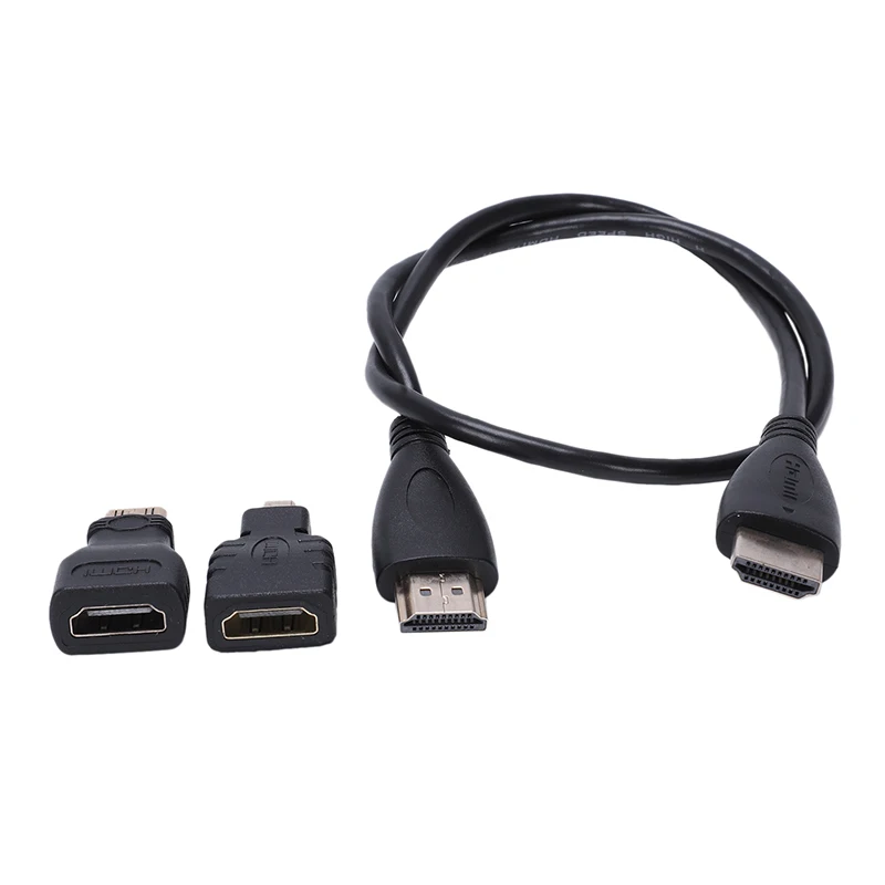 3 в 1 HDMI к Mini& Micro HDMI V1.4 конвертер Кабель-адаптер черный, 0,5 м