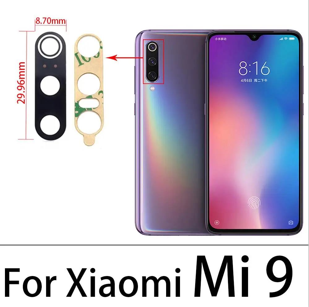 Soczewka aparatu tylnego osłona obiektywu z uchwytem na ramkę z naklejką części zamienne do Xiaomi Mi9 Mi 9 Se Mi 11 4 Soczewka aparatu tylnego osłona obiektywu z uchwytem na ramkę z naklejką części zamienne do Xiaomi Mi9 Mi 9 Se Mi 11 4