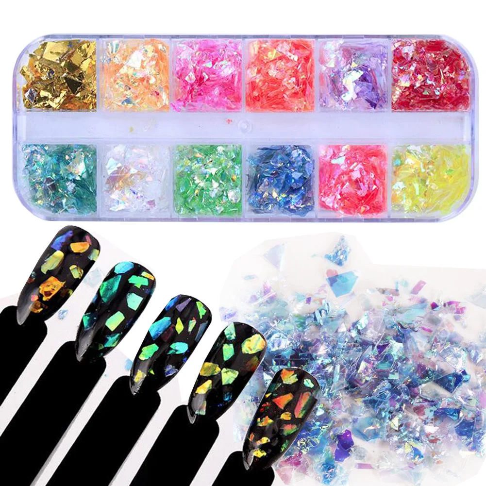 04 Glitter Flakes 12 цветов микс голографический блестящий для ногтей блестки звезда лист Русалка массивные блестки фестиваль украшения для смолы DIY, дизайн ногтей - Цвет: 04 Glitter Flakes