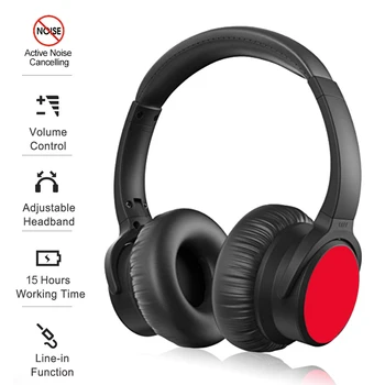 

BH90 Wireless ANC Bluetooth CSR 4.1 Headset Active Noise Cancellation Stereo Headphones Foldable Bass Music Earphone with Mic