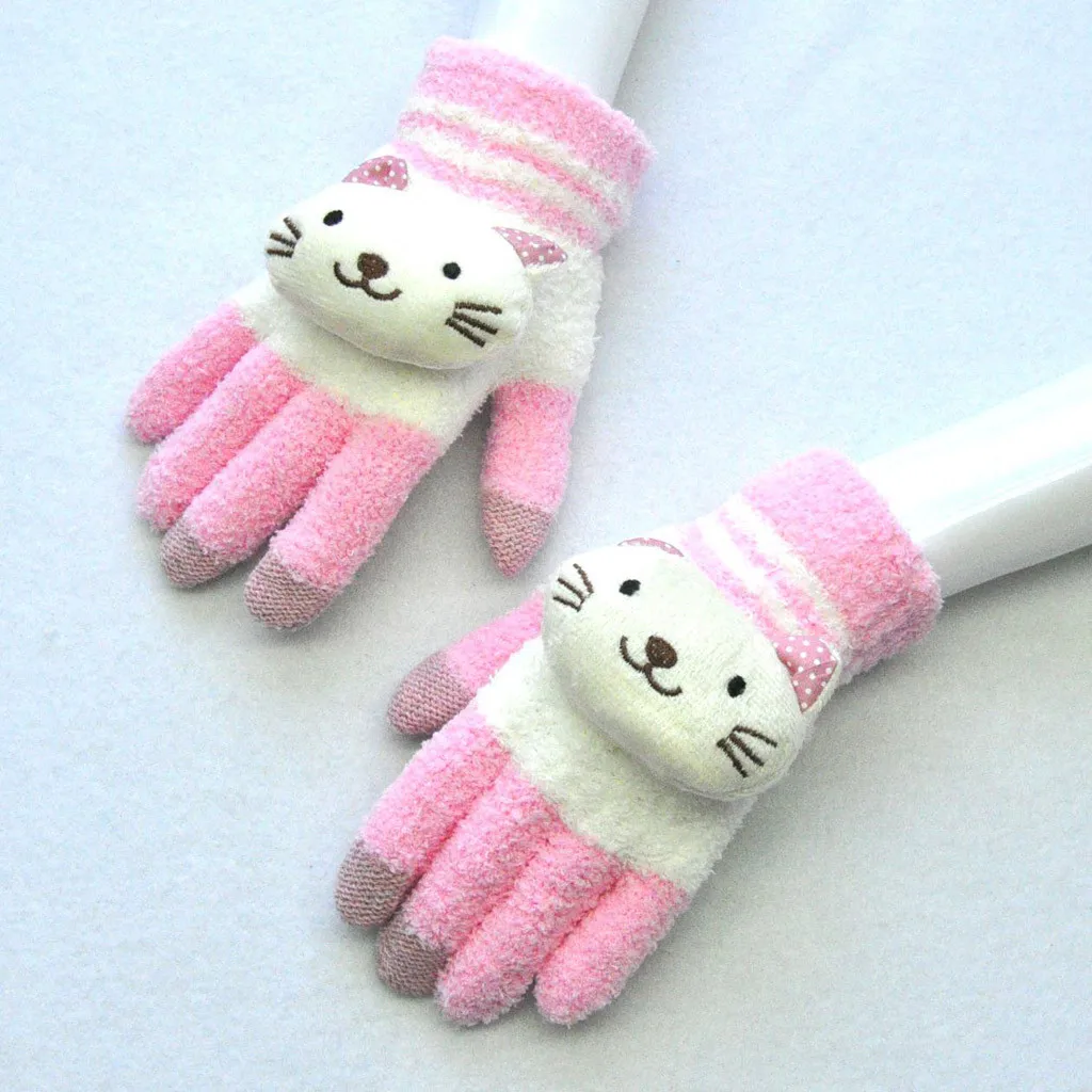 Зимние перчатки для взрослых, теплые вязаные Мультяшные панды, милые улитки wapiti, Утолщенные, милые перчатки на весь палец, handschoenen