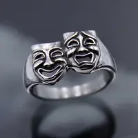 Bague Masque Souriant Asymétrique Rétro 1
