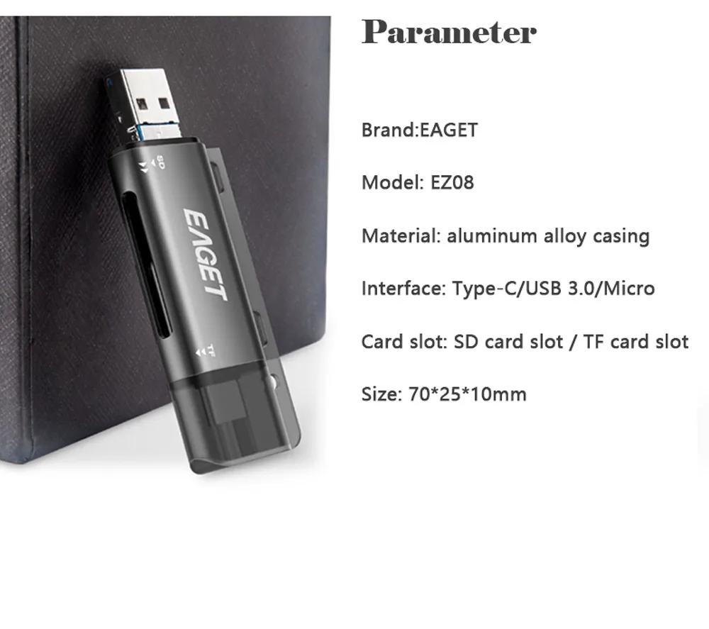 EAGET EZ08 кард-ридер USB 3,0 type C для SD Micro SD TF адаптер для ноутбуков Аксессуары OTG кардридер смарт-память SD