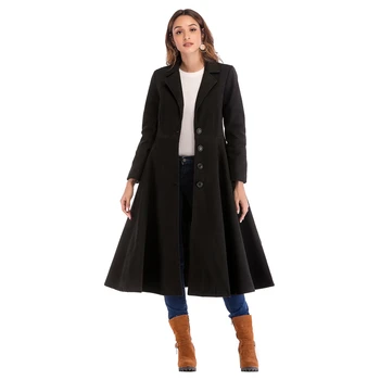 

2019 Autumn Winter Women's Cardigan Outwear Casual trench long coat oversize Single Breasted Vintage Pocket Washed Loose Coat