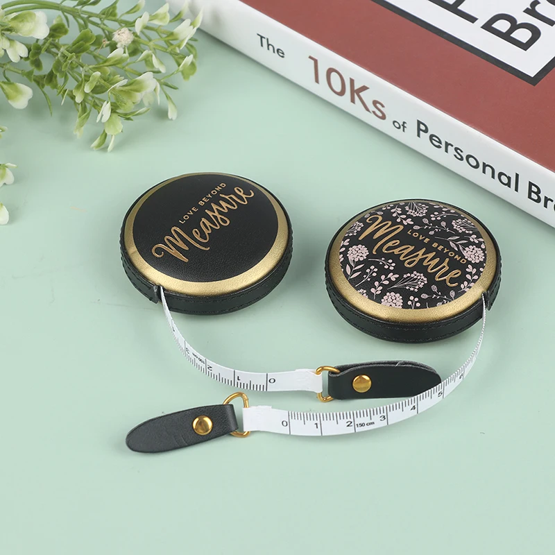 1.5m Portable Retractable Vintage PU Leather Mini Tape Nostalgia Measure Ruler Retro Sewing Centimeter Inch Roll Tape tape measure