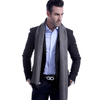 

2019 New Winter Men Cashmere Scarf With Dots Vintage Thicken Solid Scarves Shawls Long Soft Business Scarves Male Sjaal Foulard