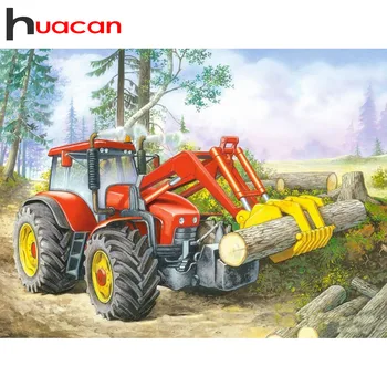 

Huacan Diamond Painting With Square Stones Vehicle Full Diamond Embroidery Complete Kit Scenic Diamond Art Home Decor