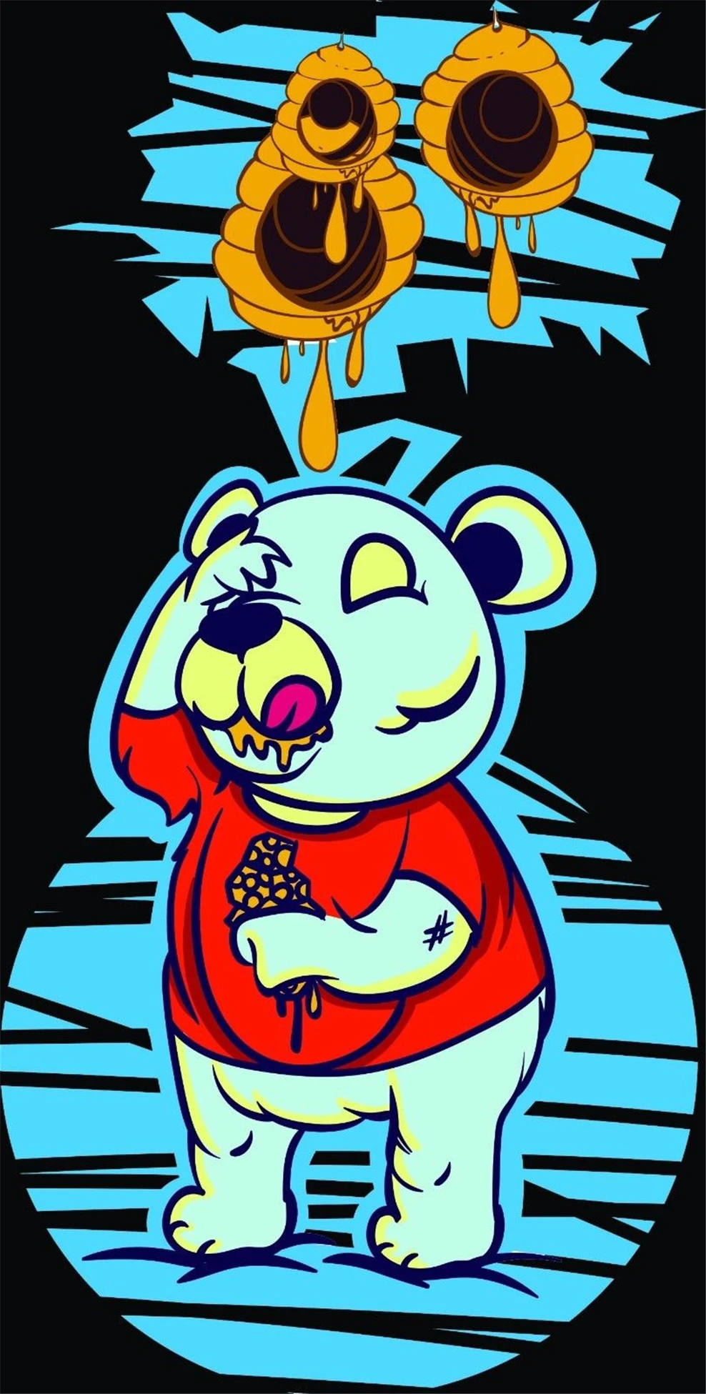 Черно-белая футболка Yummi Bear Honey Beehive Свитшот Футболка |