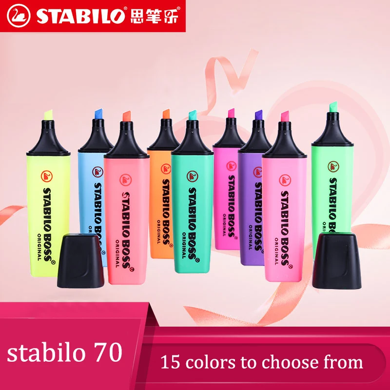 German Stabilo 70 Boss Highlighter Candy Color Hand Account Water-based Boss Student Signature Office 9 Colors Available