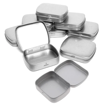 

Portable Silver Metal Rectangle Round Pill Box Drug Holder Medicine Tablet Capsule Box Container Storage Travel Pillendoos