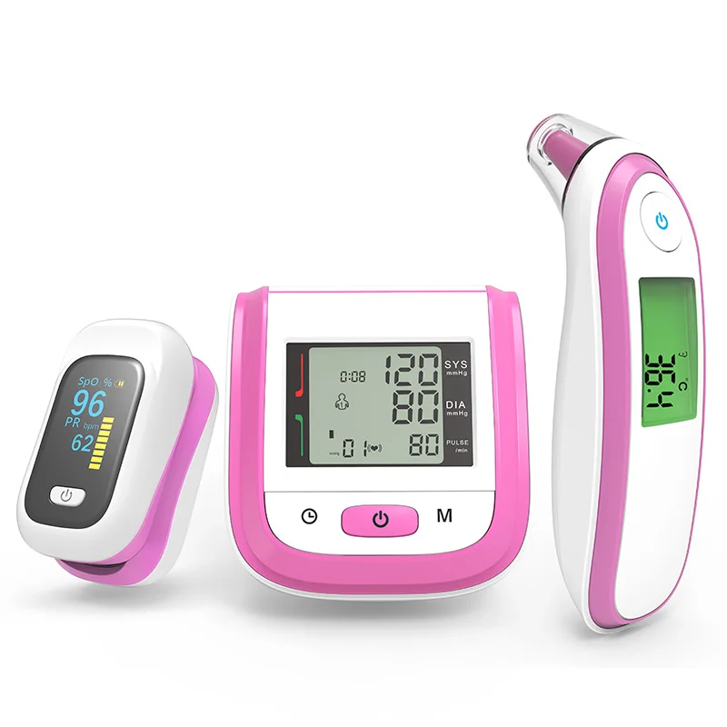 New Model Pink Пульсоксиметр, измеритель уровня кислорода в крови, инфракрасный термометр, измеритель артериального давления на запястье, PR сфигмоманометр, Oximetro De Dedo - Цвет: New Model Pink