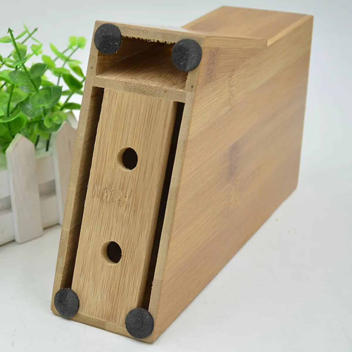 Натуральный Бамбуковый нож блок держатель столовые приборы коробка для хранения кухонные ножницы инструменты Органайзер стоячая полка Кухонные ножи аксессуары