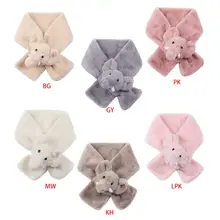 Детский зимний плотный плюшевый шарф-воротник с петелькой для малышей, однотонный милый игрушечный слон, украшение, обертывание вокруг шеи, теплый шейный платок