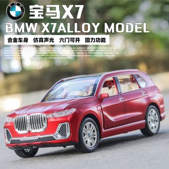 

1:24 Diecast Alloy car model thethebmw X7 Six doors can be opened Sound and light pull back function kids toys Gift for children