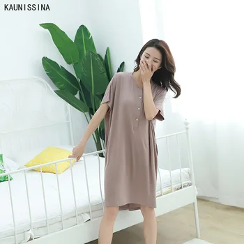 

Women Nightgown Modal Summer Nightdress Short Sleeve Loose Large Size Sleepwear Soft Night Gown Homewear Dress