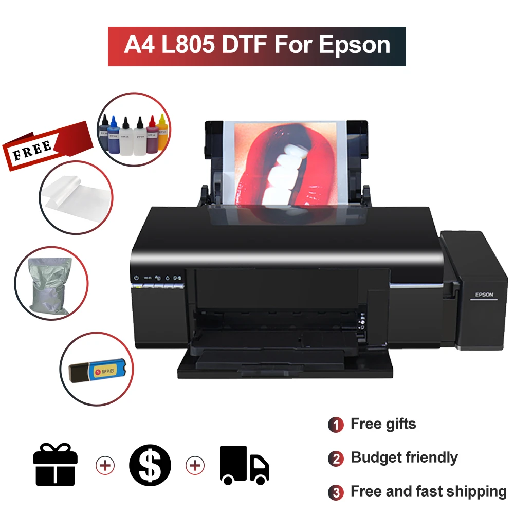 best mini photo printer A4 DTF Printer Machine For Epson L805 For DTF Ink and PET Film Printing And Transfer For DTF Textile T-shirt Printing Machine A4 portable instant photo printer