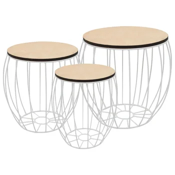 

vidaXL Coffee Table Set 3 Pieces Poplar Plywood Iron