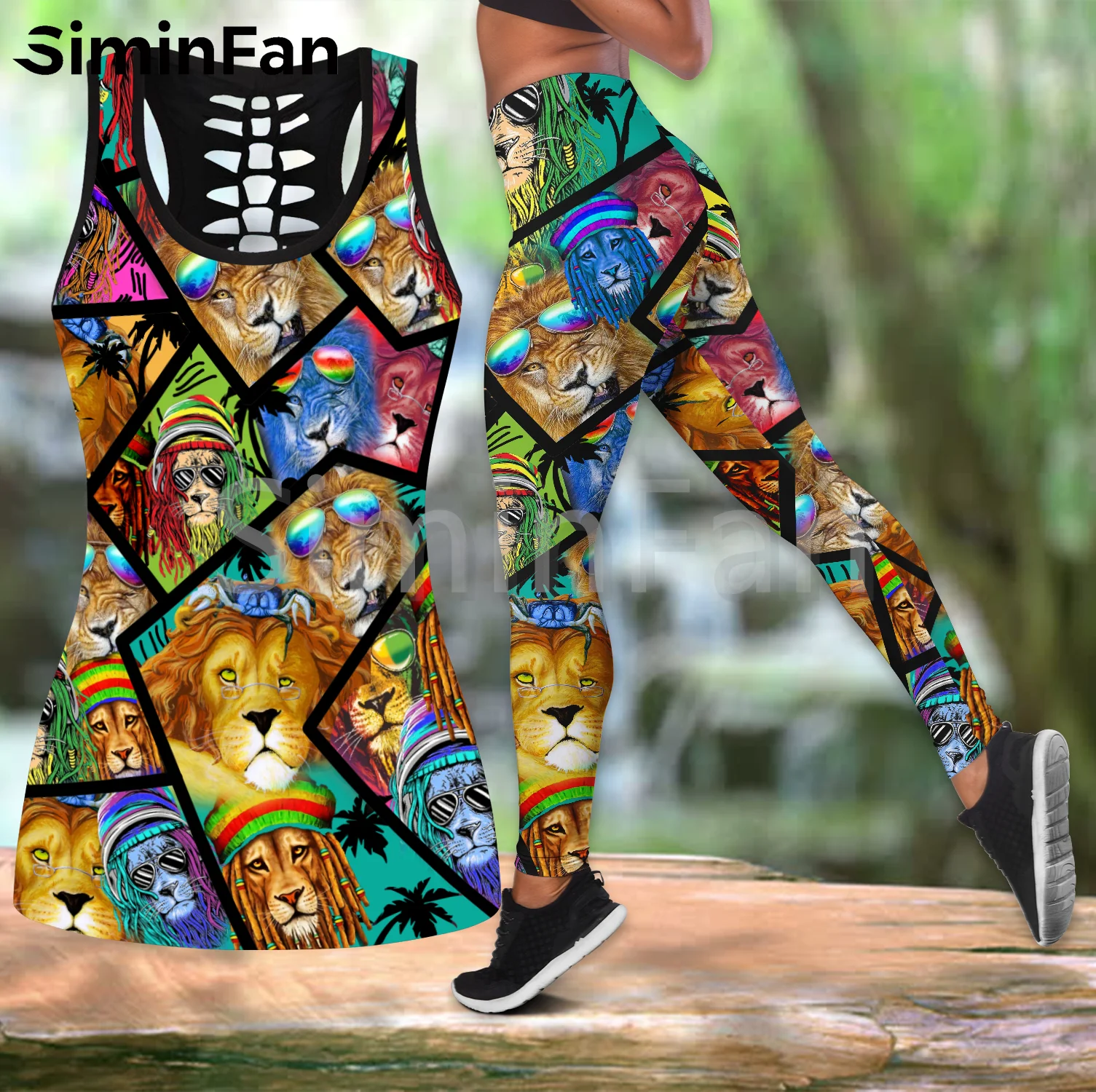 

Женский комплект для йоги из двух предметов, футболка и леггинсы с 3D-принтом